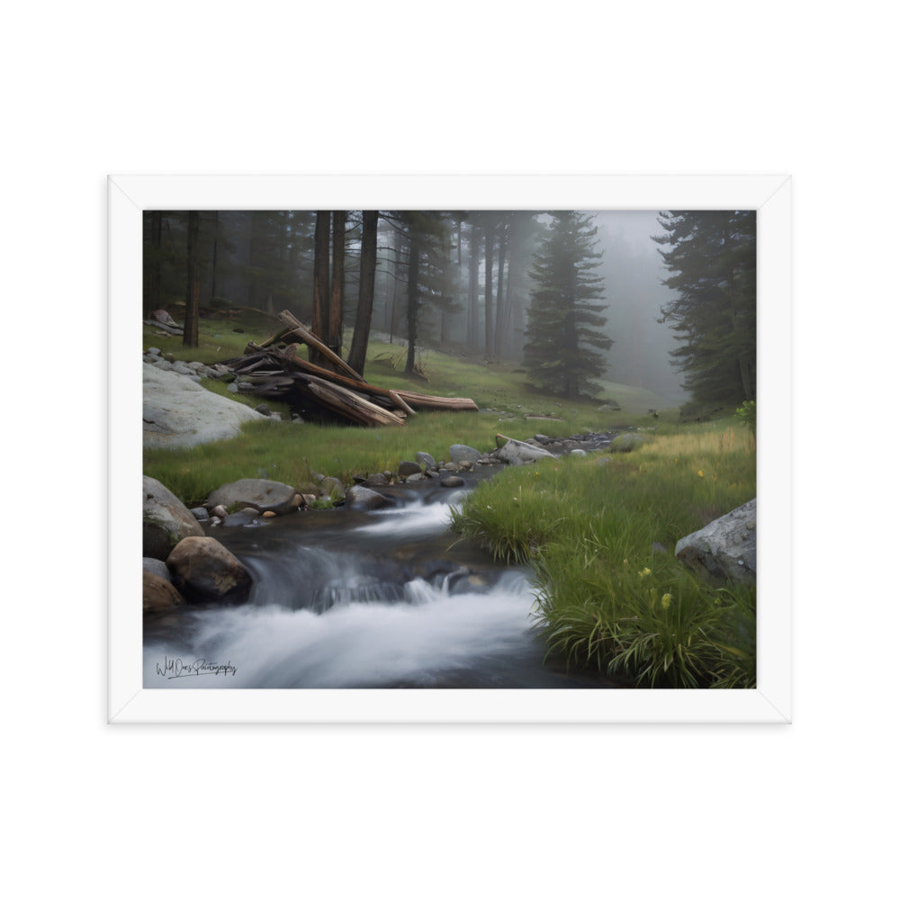 Misty Woodland Stream - Framed Paintography
