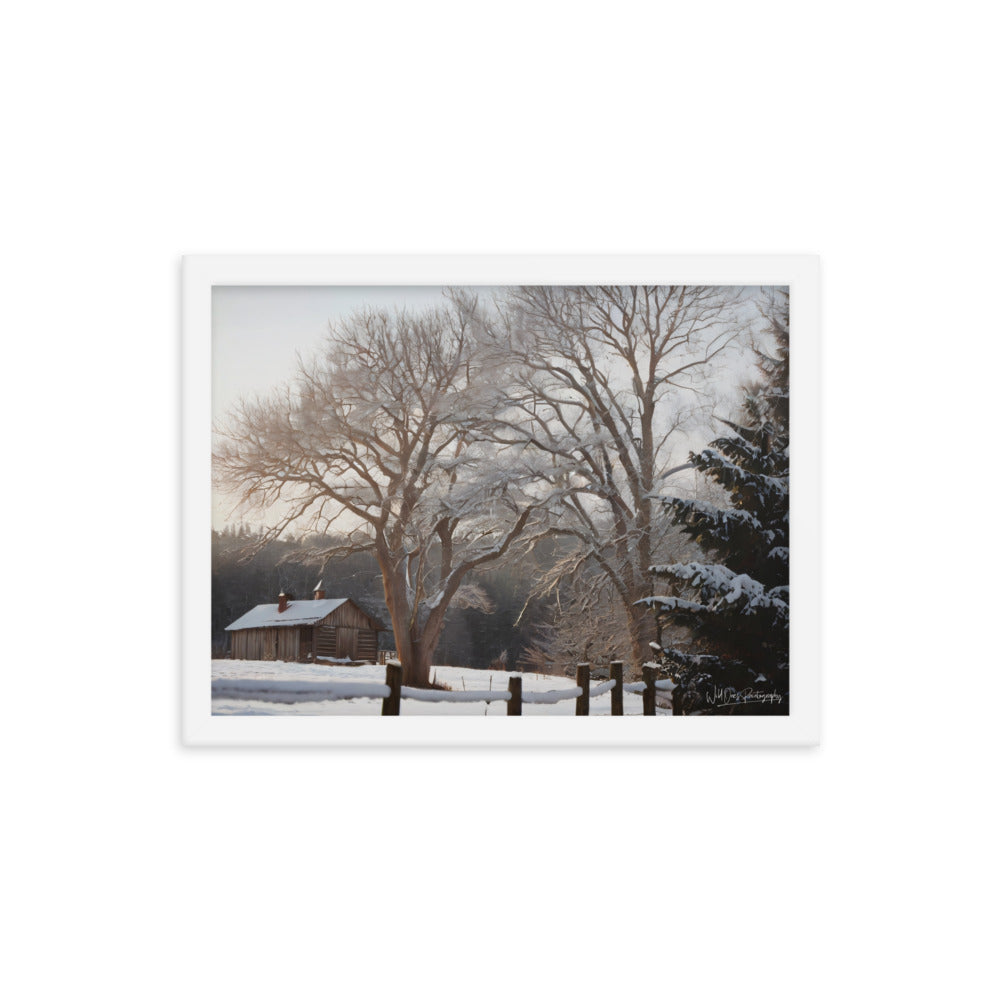 Winter Wonder Cabin - Framed Paintography