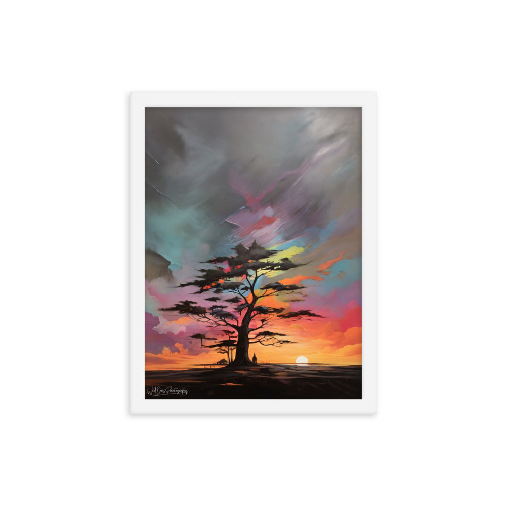 Vibrant Tree Sunset - Framed Paintography