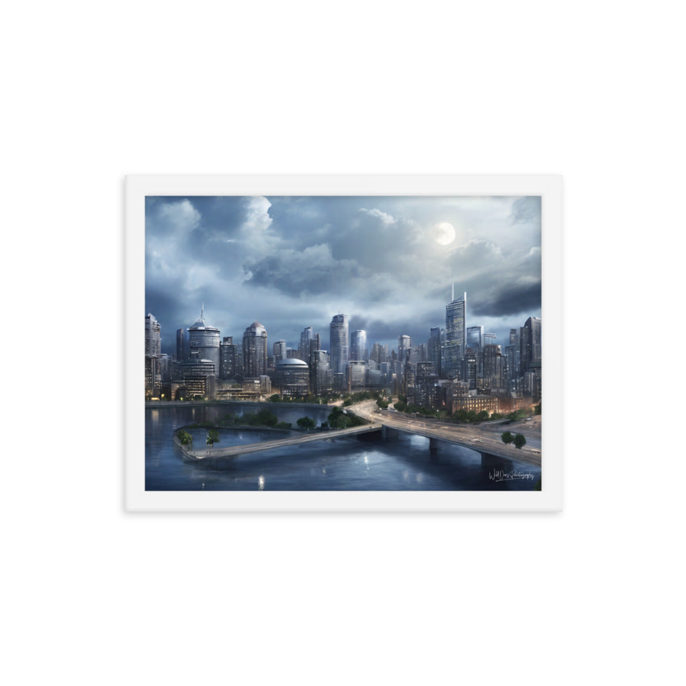 Night City Landing - Framed Paintography