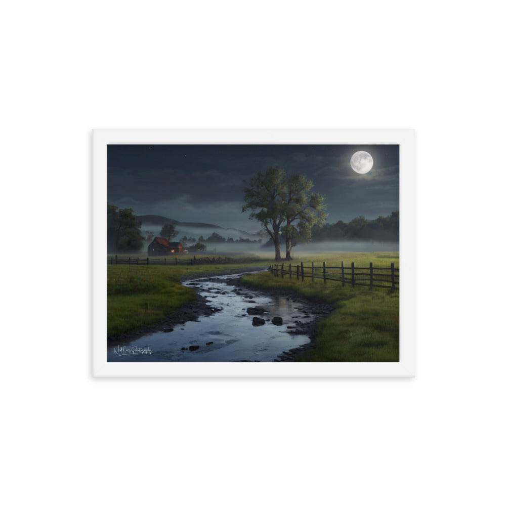 Misty Moon Creek - Framed Paintography