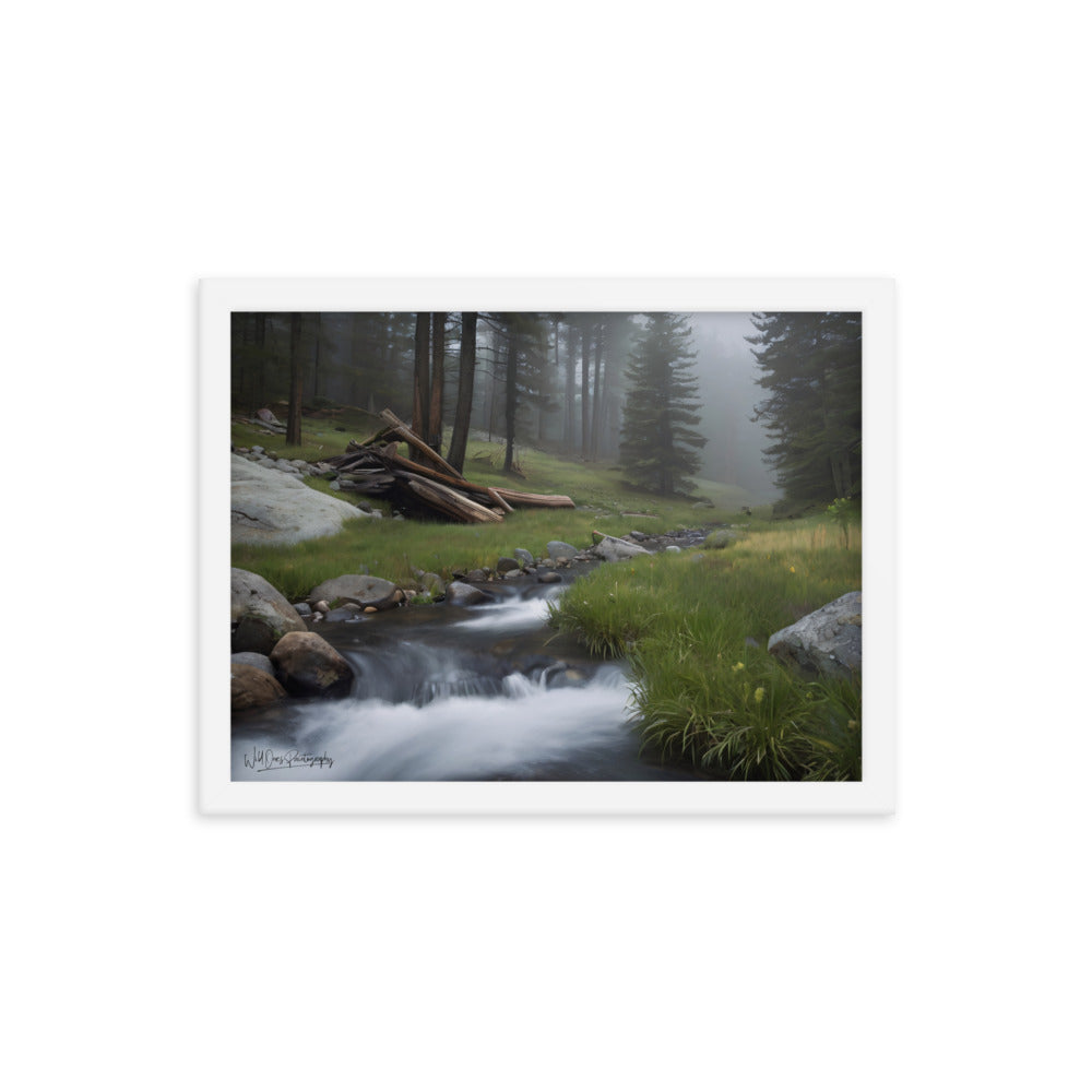 Misty Woodland Stream - Framed Paintography