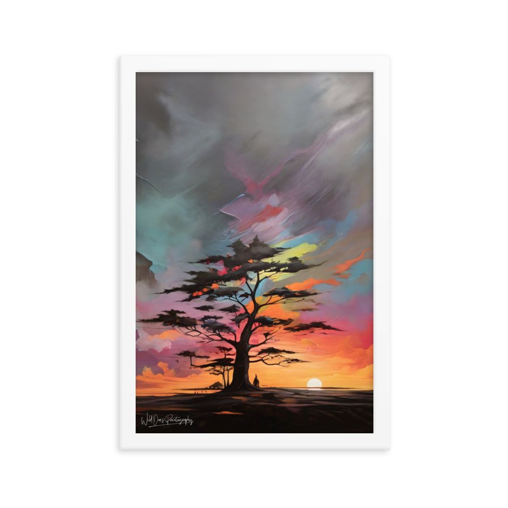 Vibrant Tree Sunset - Framed Paintography