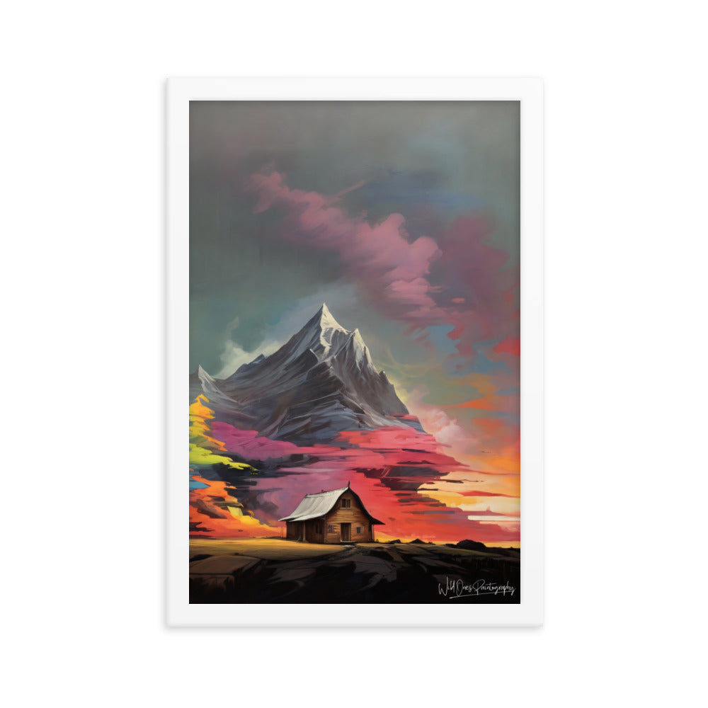 Vibrant Mountain Sunset - Framed Paintography