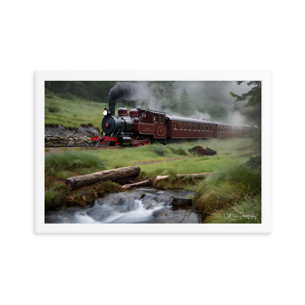 Misty Forest Train - Framed Paintography