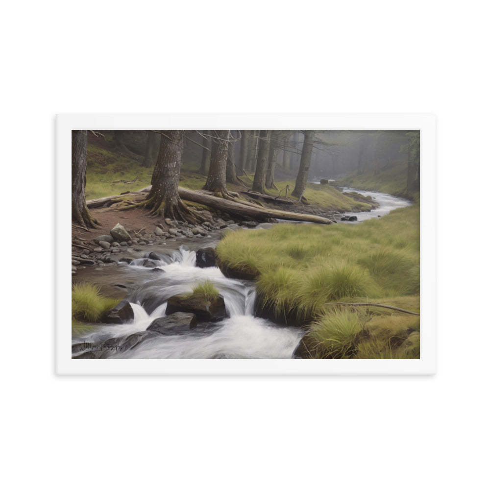 Misty Forest Creek - Framed Paintography