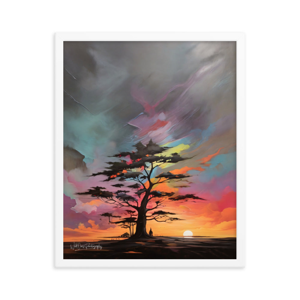 Vibrant Tree Sunset - Framed Paintography