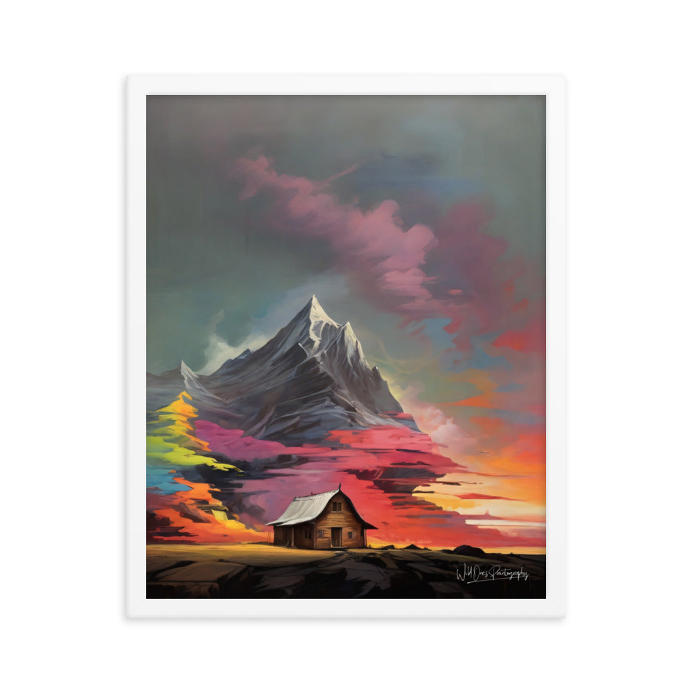 Vibrant Mountain Sunset - Framed Paintography