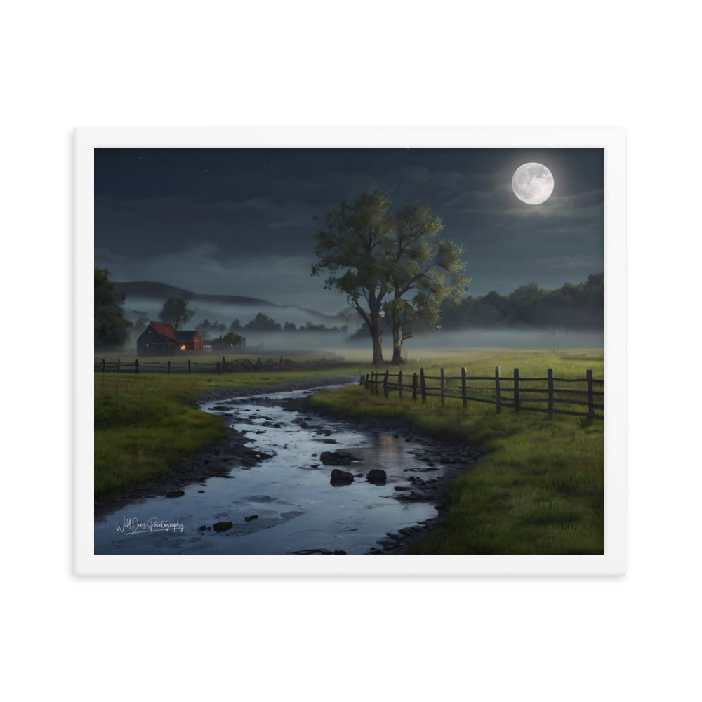 Misty Moon Creek - Framed Paintography