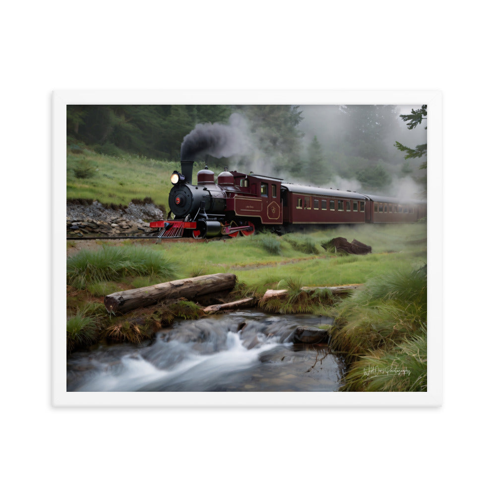 Misty Forest Train - Framed Paintography