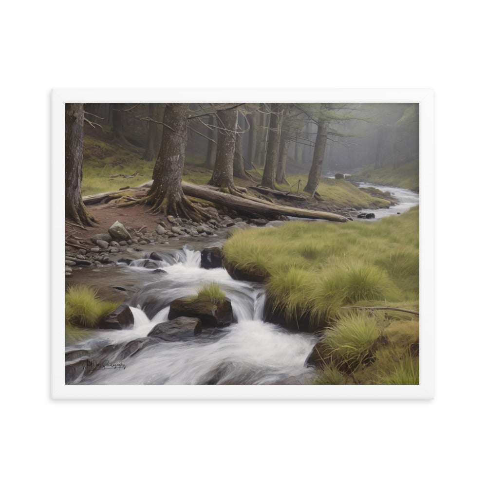 Misty Forest Creek - Framed Paintography