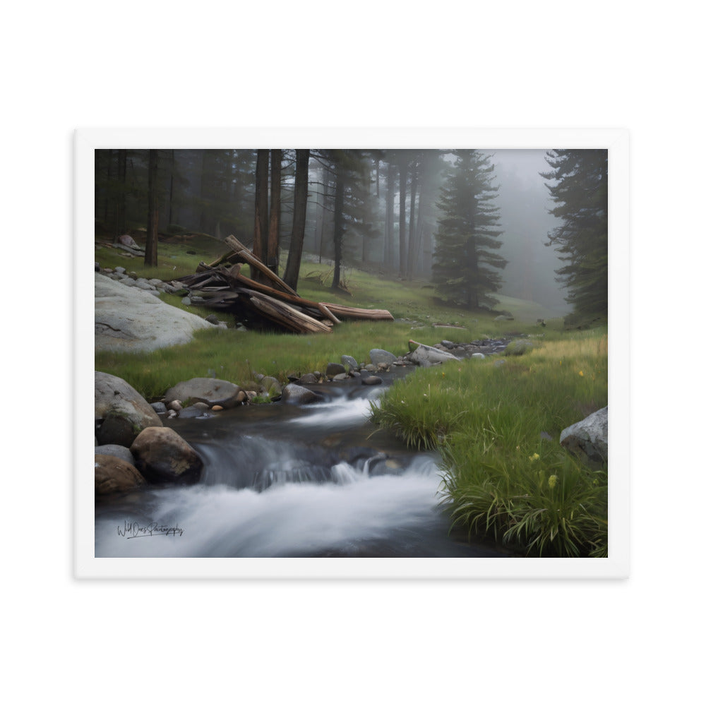 Misty Woodland Stream - Framed Paintography