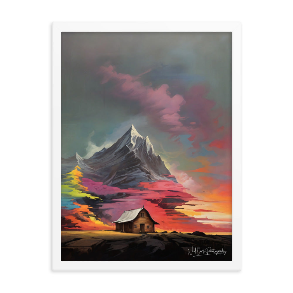 Vibrant Mountain Sunset - Framed Paintography