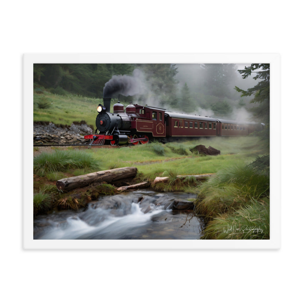 Misty Forest Train - Framed Paintography