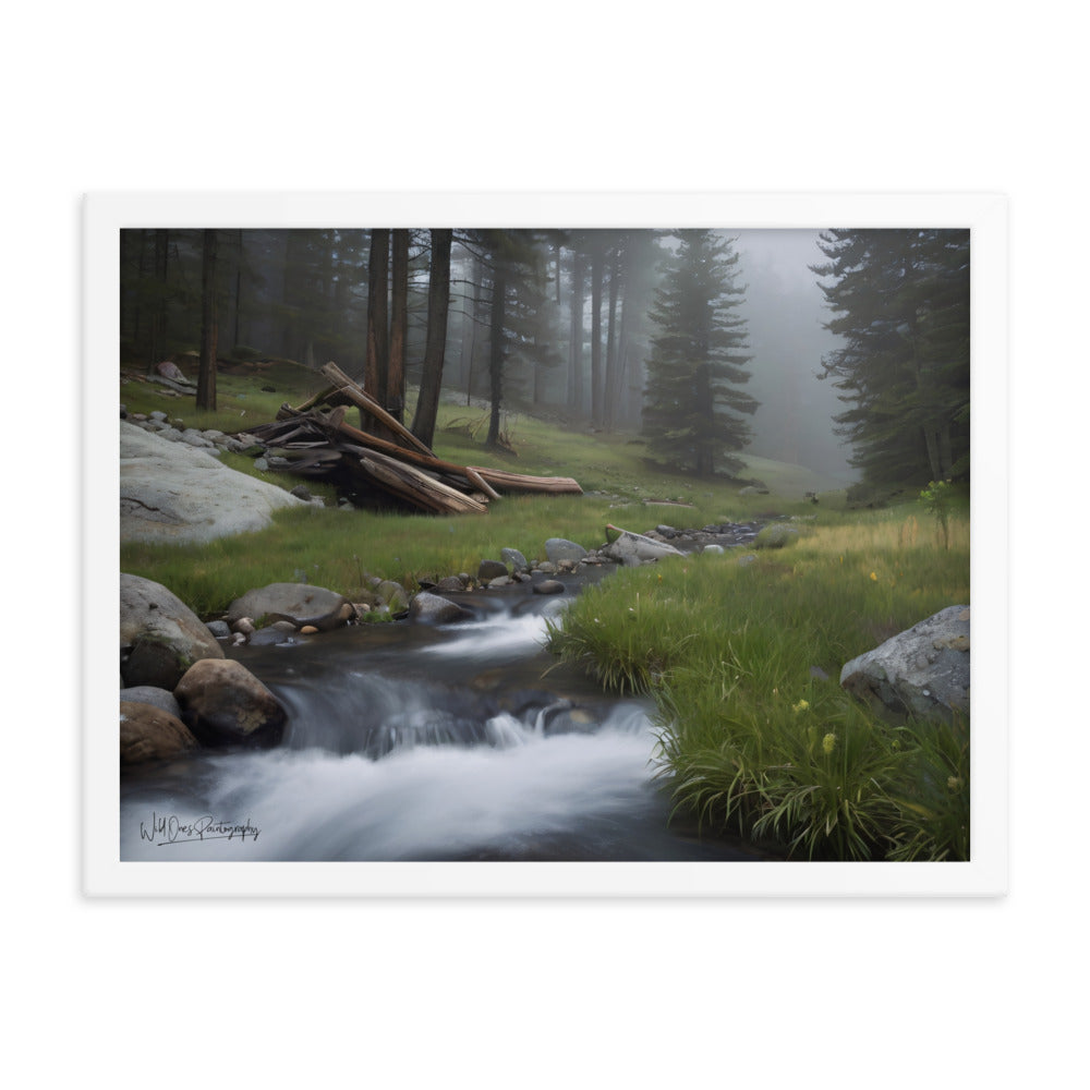 Misty Woodland Stream - Framed Paintography