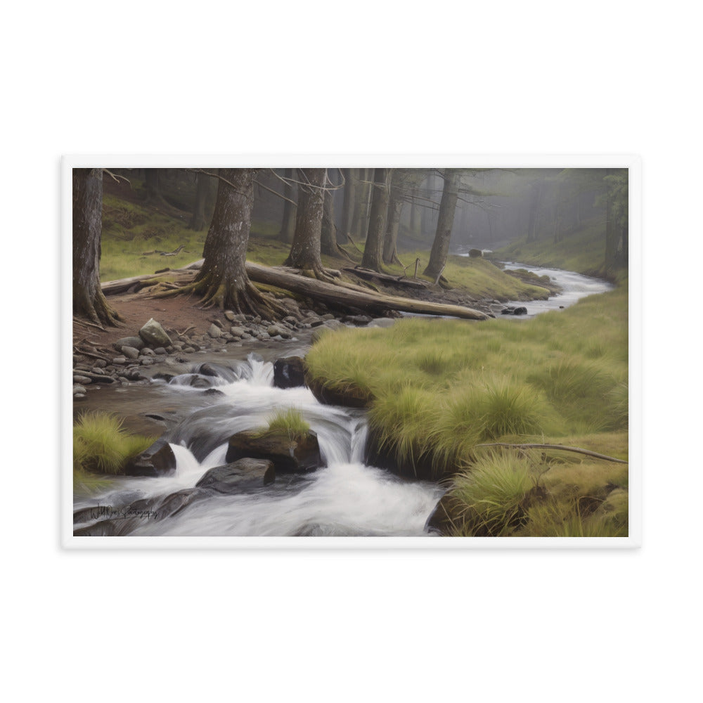 Misty Forest Creek - Framed Paintography