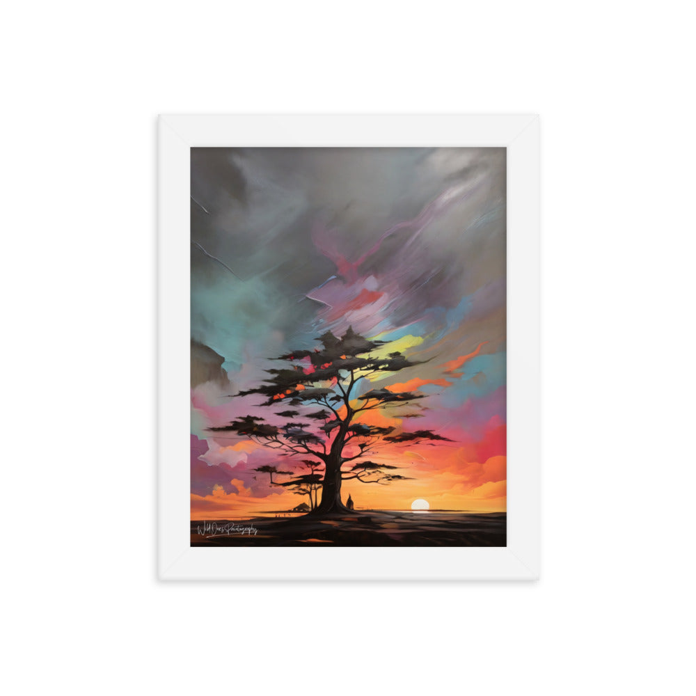 Vibrant Tree Sunset - Framed Paintography