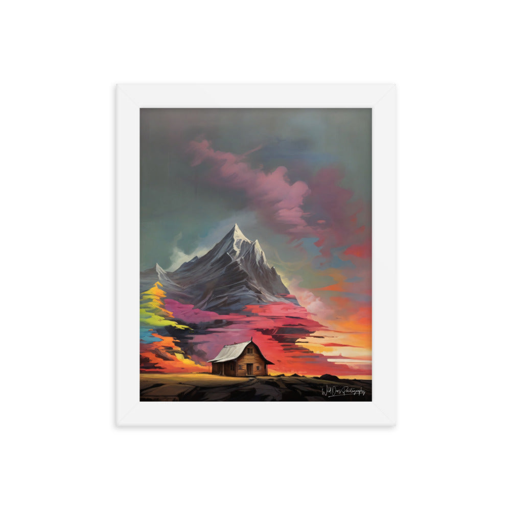 Vibrant Mountain Sunset - Framed Paintography