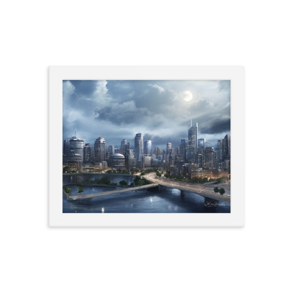 Night City Landing - Framed Paintography