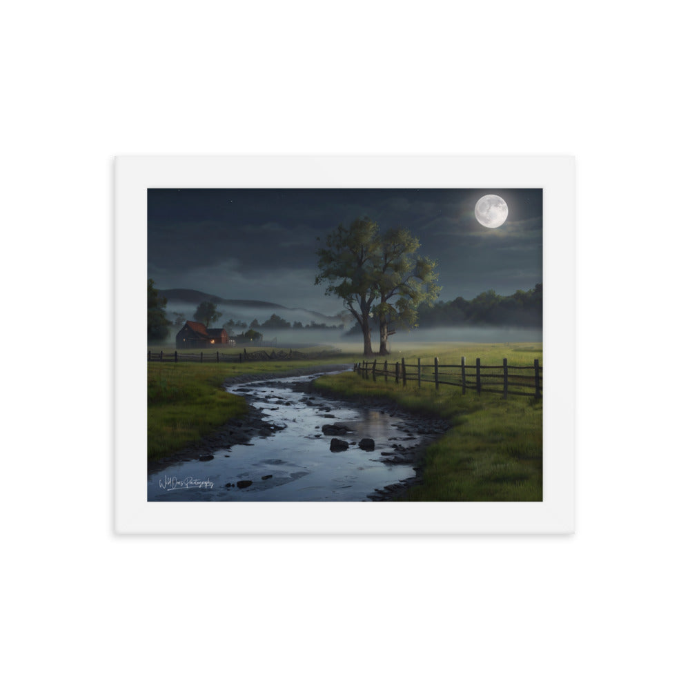 Misty Moon Creek - Framed Paintography