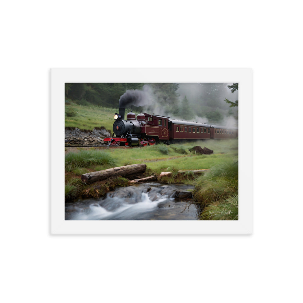 Misty Forest Train - Framed Paintography