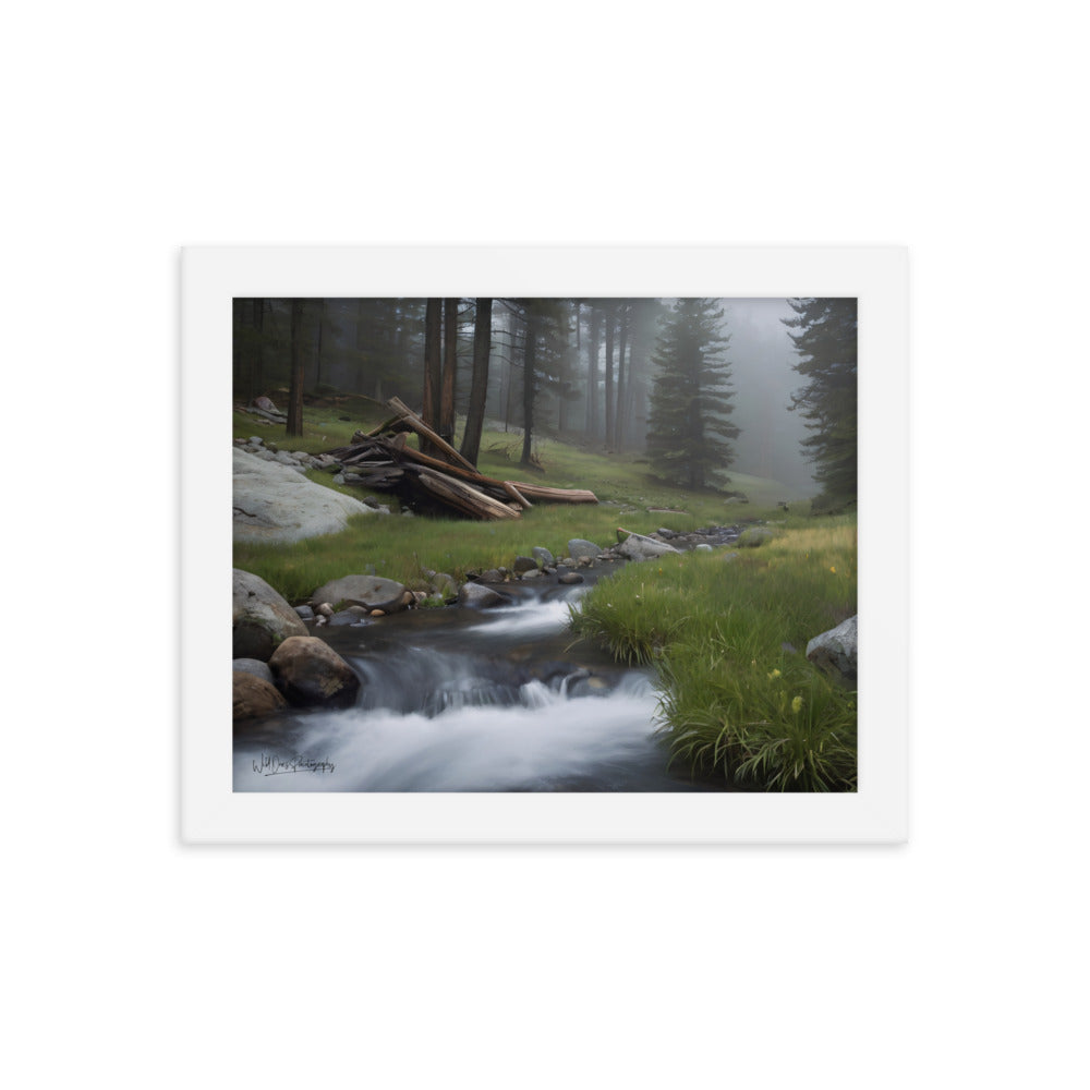 Misty Woodland Stream - Framed Paintography